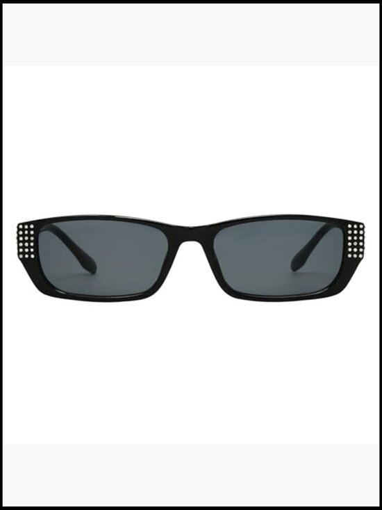 Rectangular Sunglasses with Dotted Detailing, 100% UVA/UVB Protection, Scratch